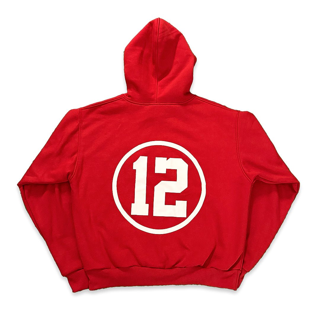 Property of XII Hoodie - Fire Red - Keep Swinging, LLC - Hoodie