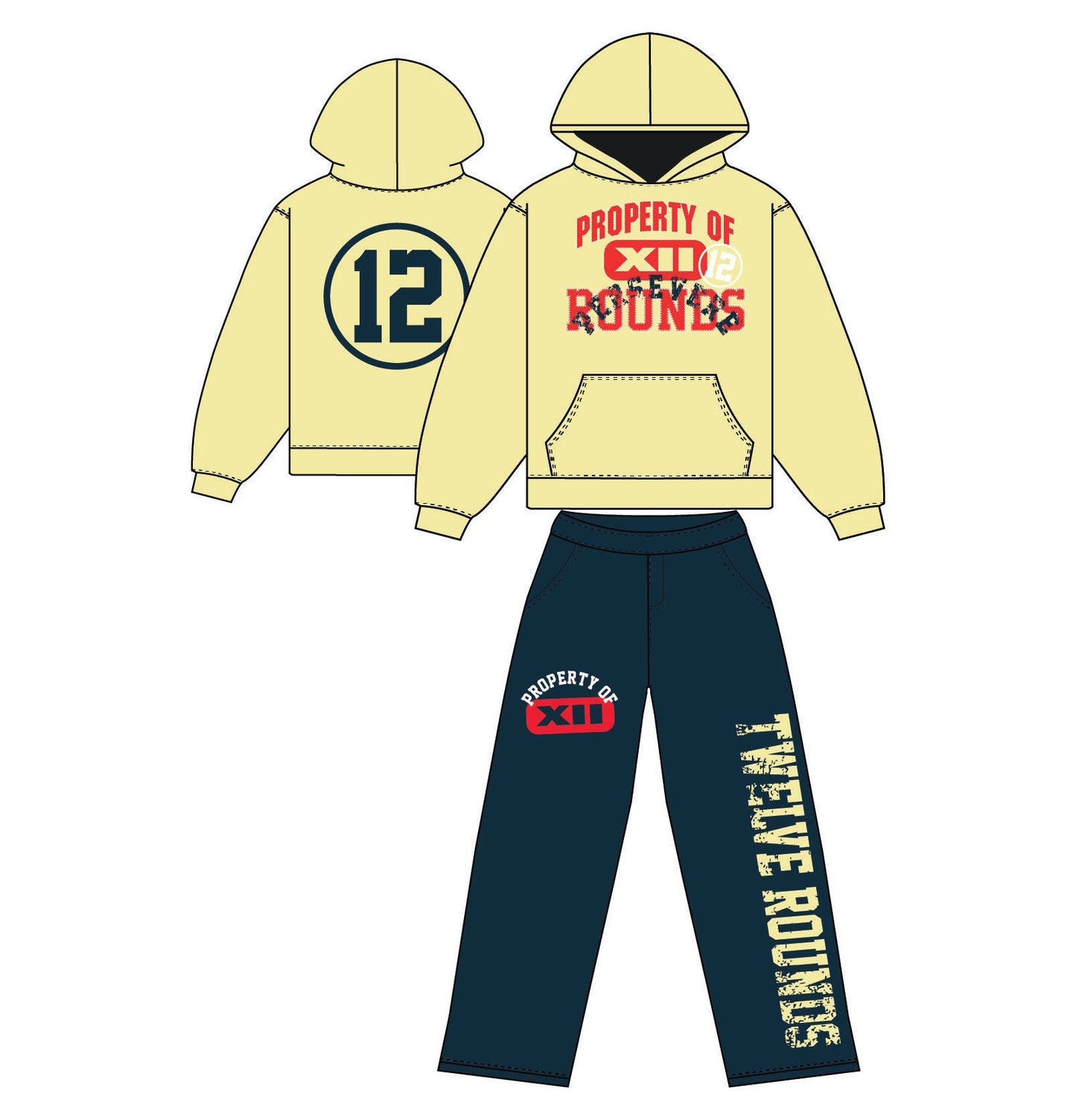 Faded Yellow Property of XII Sweatsuit - Keep Swinging, LLC - Sweatuit