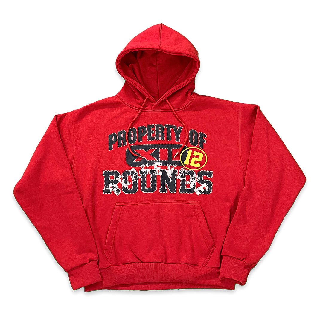 Property of XII Hoodie - Fire Red - Keep Swinging, LLC - Hoodie