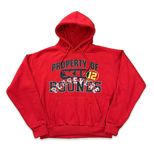 Property of XII Hoodie - Fire Red - Keep Swinging, LLC - Hoodie