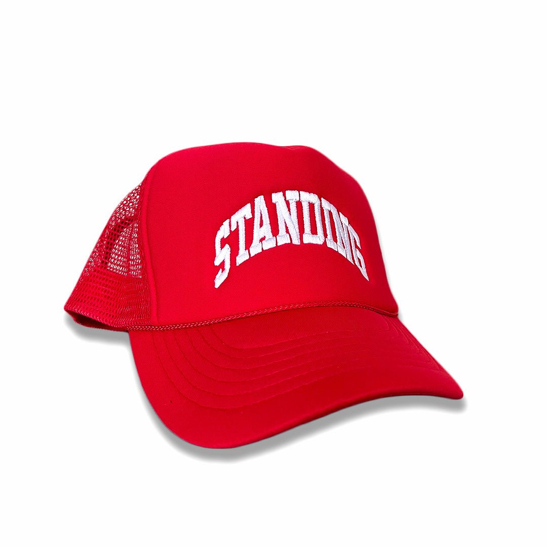 Red STANDING Trucker - Keep Swinging, LLC - 